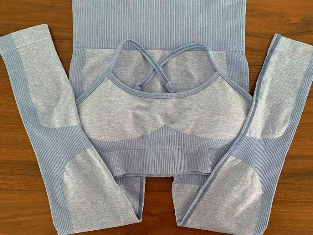 Women's Compression Yoga Leggings and Sports Bra Set - Allen-Fitness