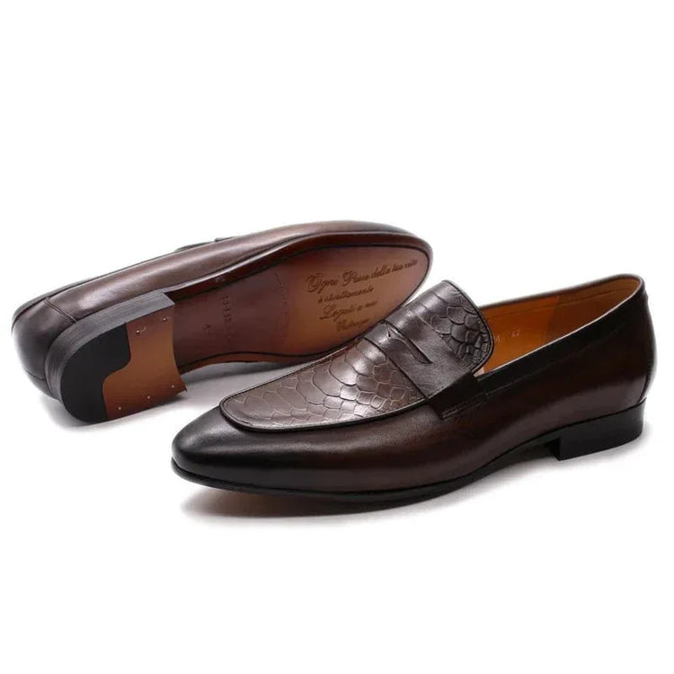 Genuine Leather Men's Loafer Dressing Shoes - Italian Style, Cow Leather, Multiple Colors - Sizes 38-46 or Customized - Allen-Fitness
