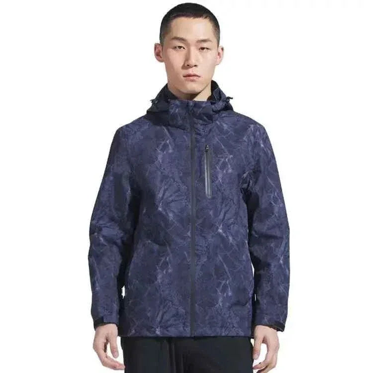 Man Winter Outdoor Waterproof Hiking Jacket - Heat Sealed Camo Print Hoodie Jacket - Allen-Fitness