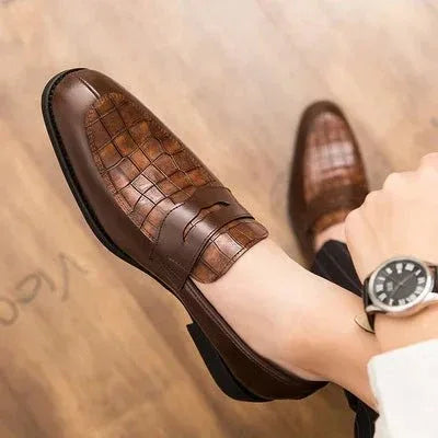 Hot sale men's slip on leather dress shoes fashion classical men brown dress shoes - Allen-Fitness