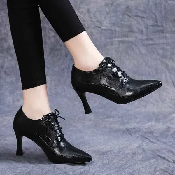 Fashion Elegant Pointy Toe Patent Leather Ladies Slip On Formal Dressing Shoes For Woman Middle Heel Shoes Office Shoes - Allen-Fitness
