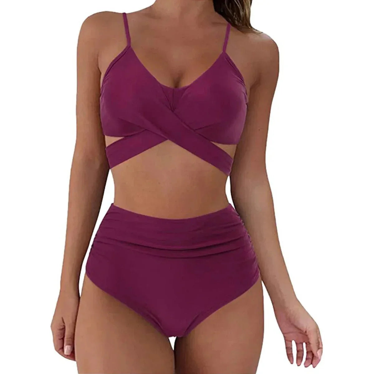 Summer Sexy High Waist 2 Piece Swimsuit for Women - Flattering Design, Quick-Drying Fabric - Allen-Fitness