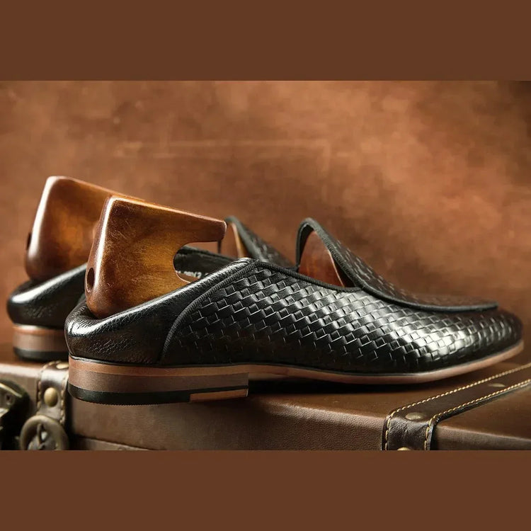 Luxury Genuine Leather Black Slip-On Loafers Shoes for Men - Allen-Fitness