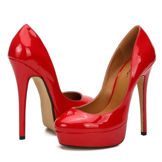 Party Catwalk Pointed Toe 16cm Stripper Thin Heels Pole Dance Shallow Platform Pumps Big Size Nightclub Red Sexy Fetish Shoes - Allen-Fitness