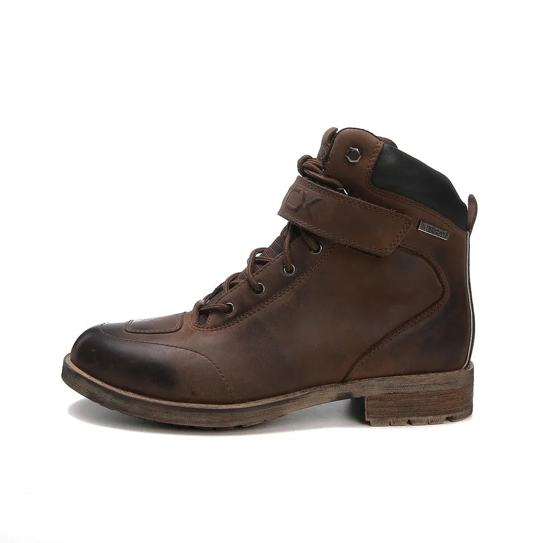 Motorbike Ankle Shoes Antique Waterproof Breathable Wind- Resistant Men Motorcycle Bike Riding Boots - Allen-Fitness