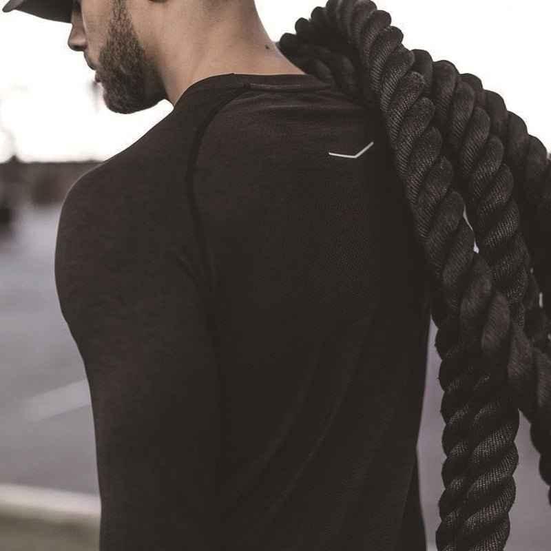 O Neck Long Sleeve Mesh Quick Dry Athletic T Shirt for Men - Allen-Fitness