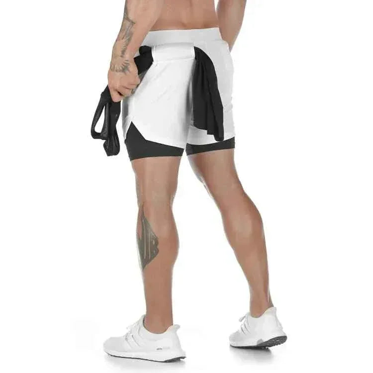 Men Workout Plus Size Shorts 5" Gym Quick Dry 2 in 1 Running Shorts with Phone Pockets - Allen-Fitness