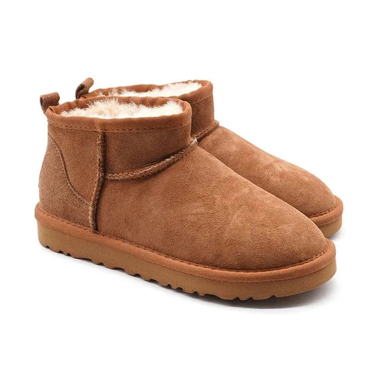 Mens womens kids ankle snow boots in stock real sheep skin plush fur snow winter warm boots - Allen-Fitness