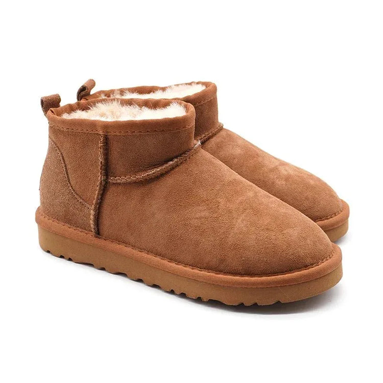 Mens womens kids ankle snow boots in stock real sheep skin plush fur snow winter warm boots - Allen-Fitness