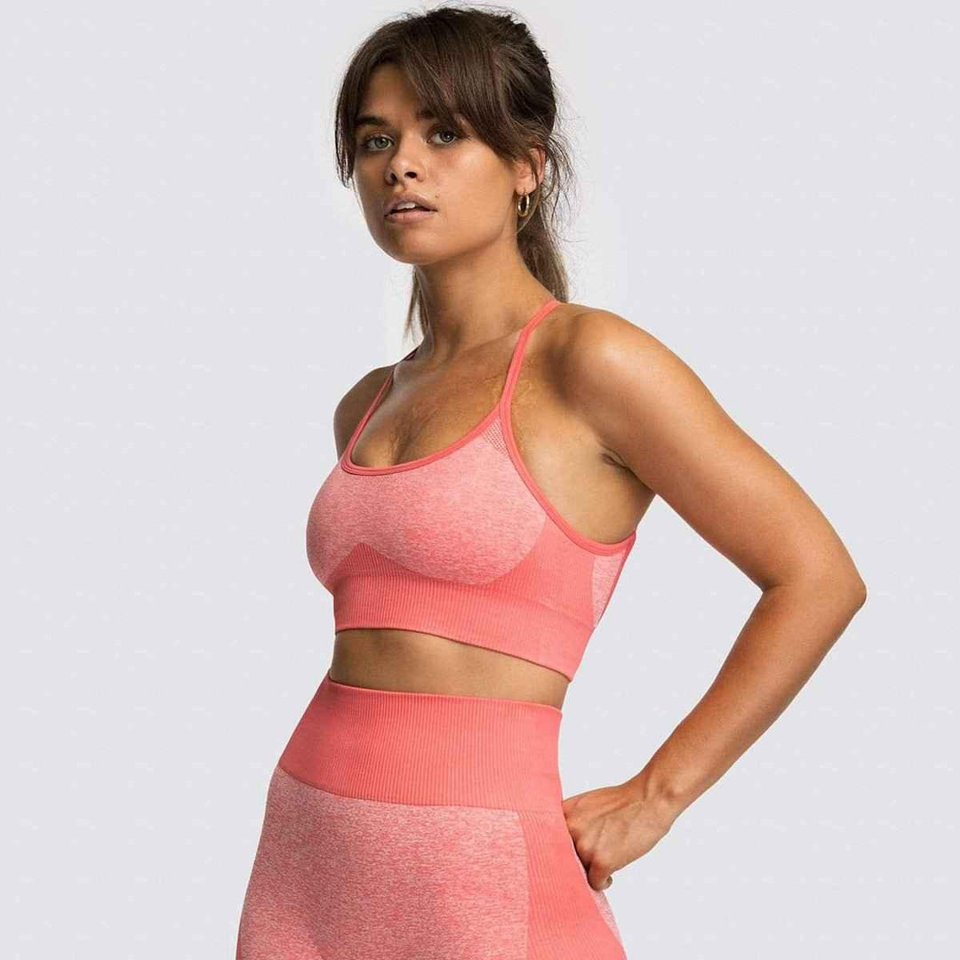 2 Piece Set Seamless Gym Wear Leggings for Women with Breathable Yoga Bra - High Quality Activewear - Allen-Fitness
