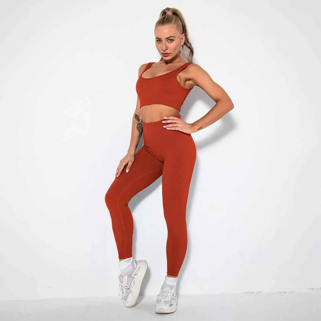 Seamless Sexy 2 Piece Active Wear Set - Women&