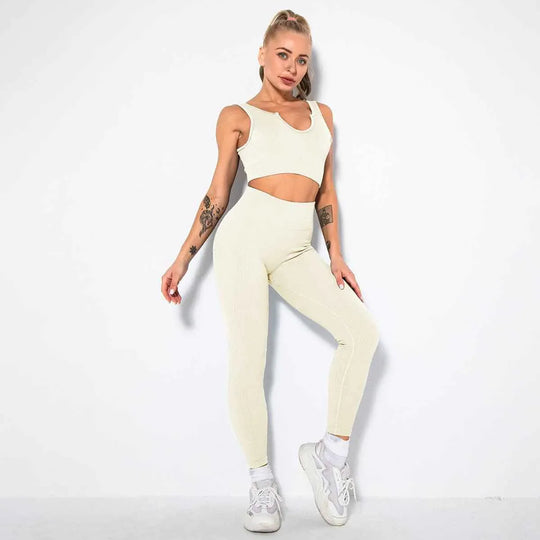 Seamless Sexy 2 Piece Active Wear Set - Women&
