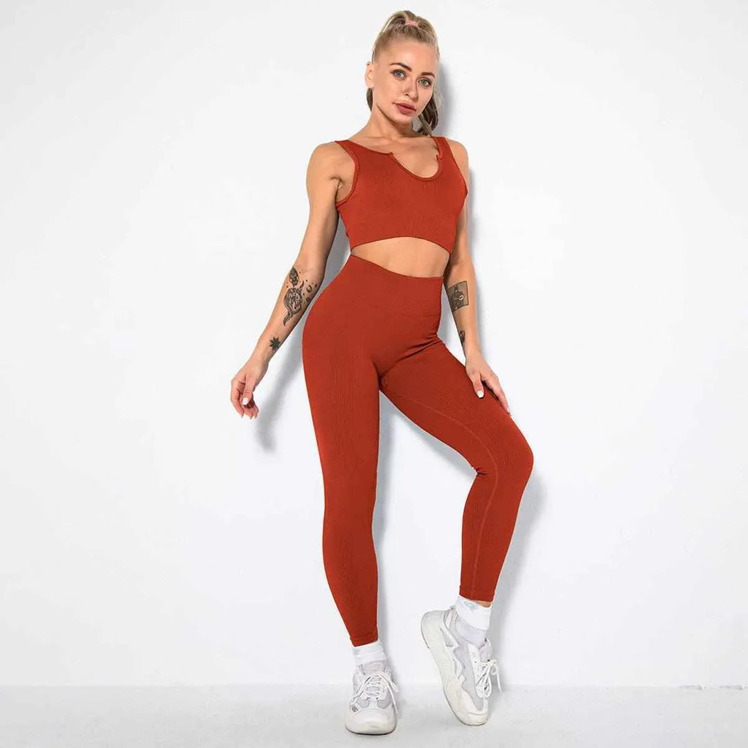 Seamless Sexy 2 Piece Active Wear Set - Women&