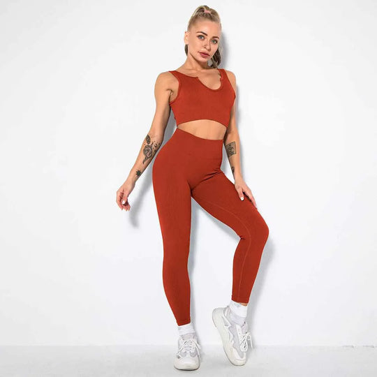 Seamless Sexy 2 Piece Active Wear Set - Women&