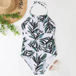 Hot Summer One Piece Swimsuit Sexy Floral Printed Women Halter Lace Up Swimwear Bathing Suit - Allen-Fitness