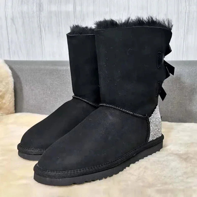 Warm winter boots outside two Bow pretty Women Boots, High Quality Warm snow boots in winter - Allen-Fitness
