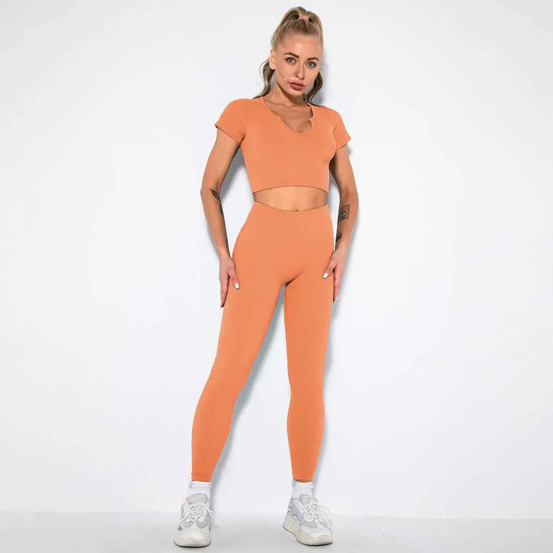 Seamless Sexy 2 Piece Active Wear Set - Women&