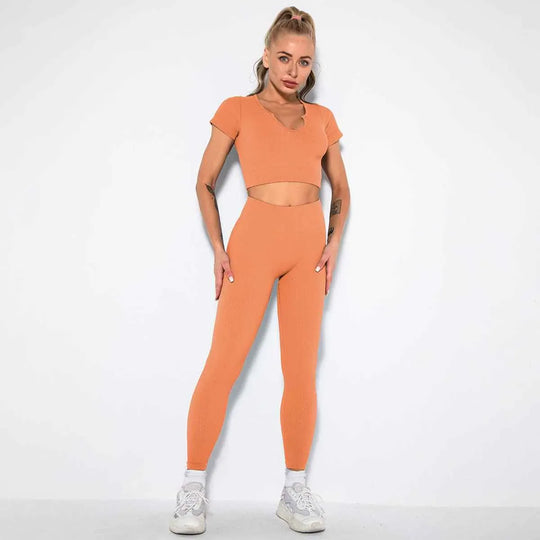 Seamless Sexy 2 Piece Active Wear Set - Women&