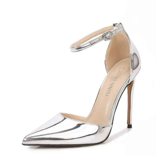 Pointed Toe Office Lady Shoes Elegant Thin Heels Bride Models Show Full Dress Party Show Glitter Shallow Queen Concise Fashion - Allen-Fitness