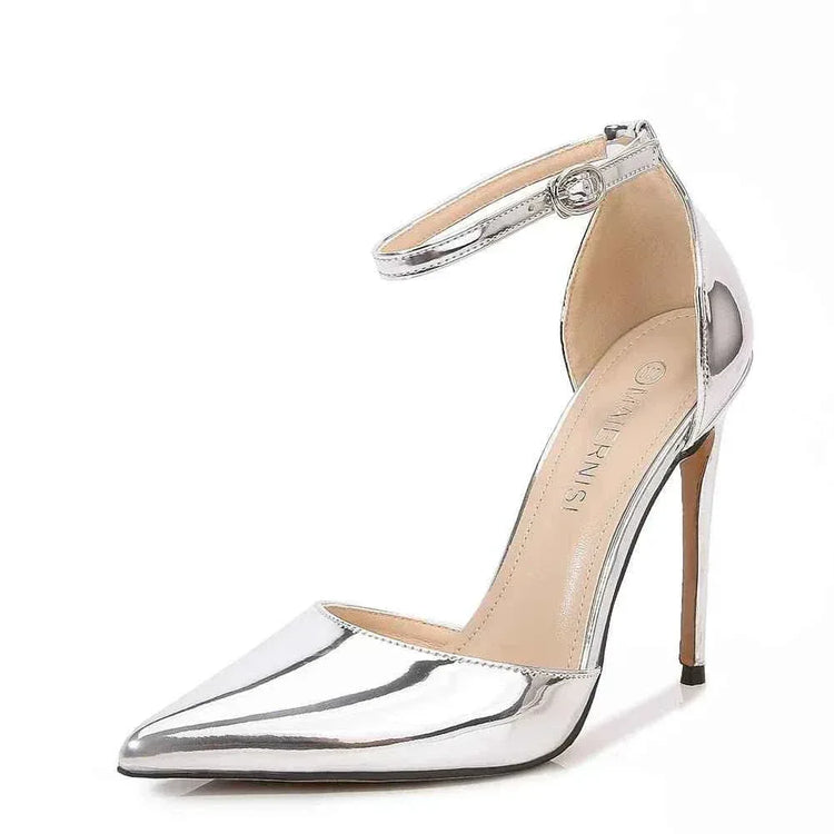 Pointed Toe Office Lady Shoes Elegant Thin Heels Bride Models Show Full Dress Party Show Glitter Shallow Queen Concise Fashion - Allen-Fitness
