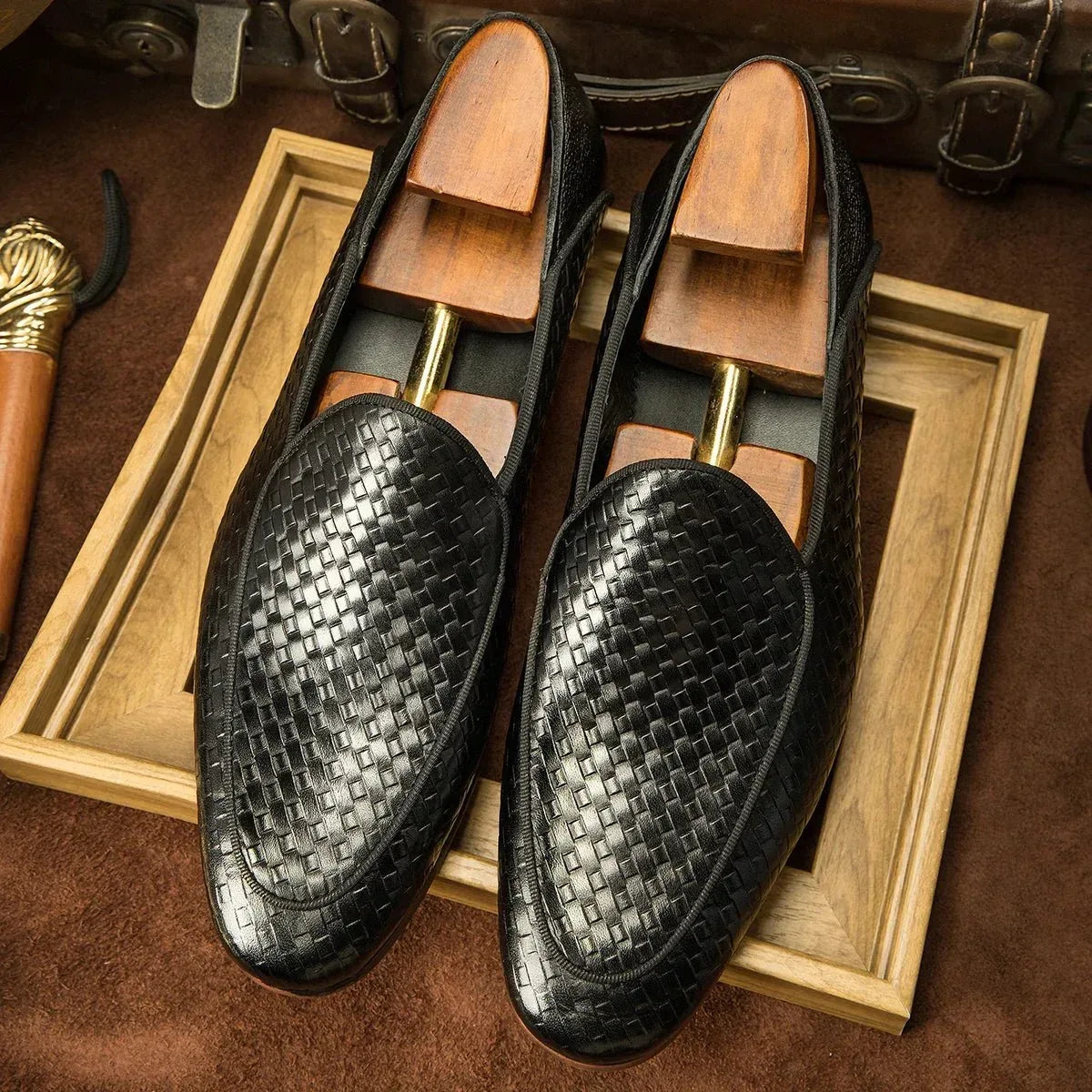 Luxury Genuine Leather Black Slip-On Loafers Shoes for Men - Allen-Fitness