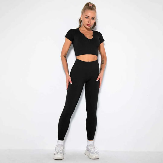Seamless Sexy 2 Piece Active Wear Set - Women&
