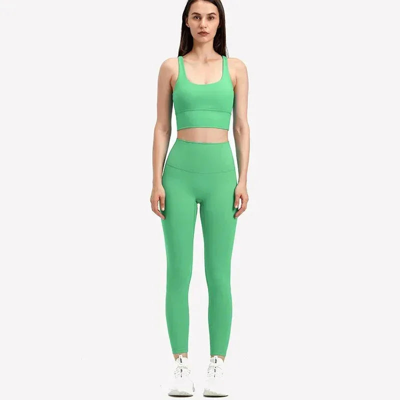 Women Training Gym Sports Bra Leggings 2 Piece Fitness Clothing Wear Yoga Sets - Allen-Fitness