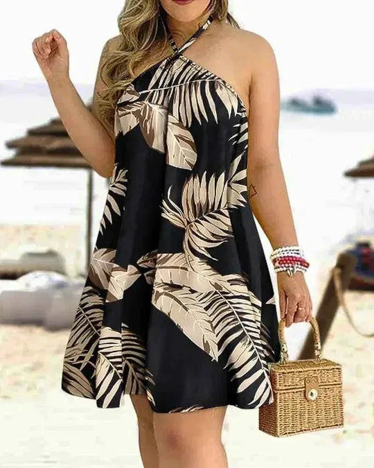 Summer Bohemian Style High Waist Pleated Short Skirt Dress - Elegant Casual Dress for Women - Allen-Fitness