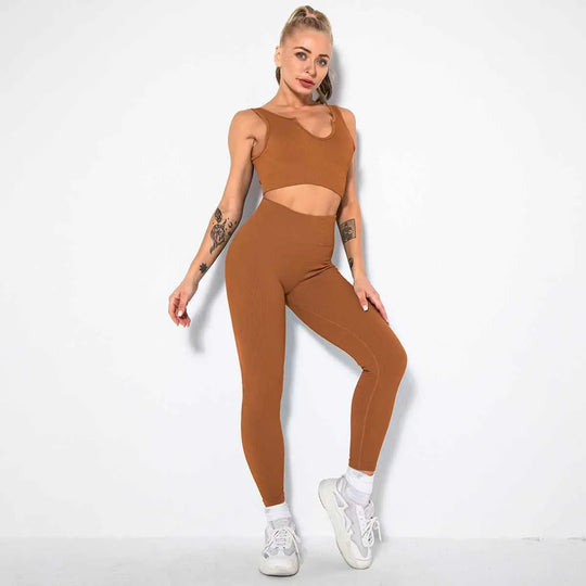 Seamless Sexy 2 Piece Active Wear Set - Women&