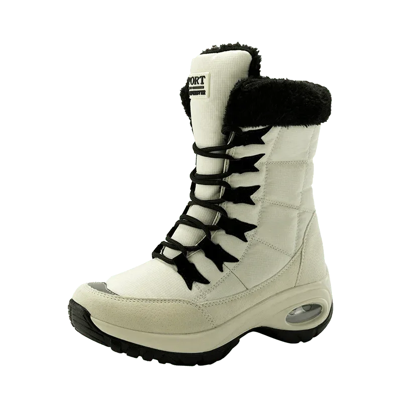 Women Boots Winter Keep Warm Cotton Shoes Mid-Calf Snow Boots Ladies Lace-up High-top Waterproof Booties Chaussures Femme - Allen-Fitness