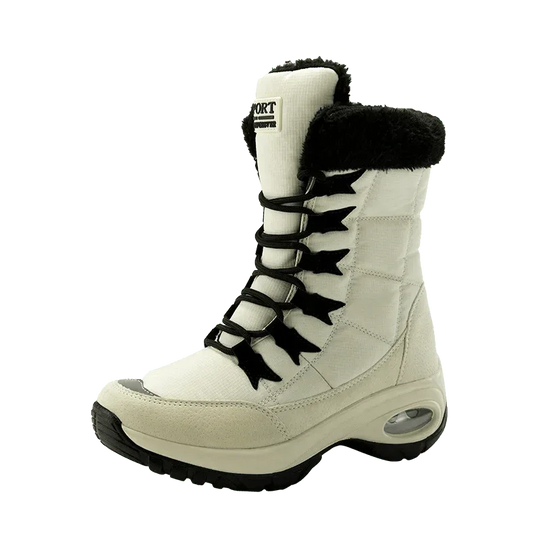 Women Boots Winter Keep Warm Cotton Shoes Mid-Calf Snow Boots Ladies Lace-up High-top Waterproof Booties Chaussures Femme - Allen-Fitness