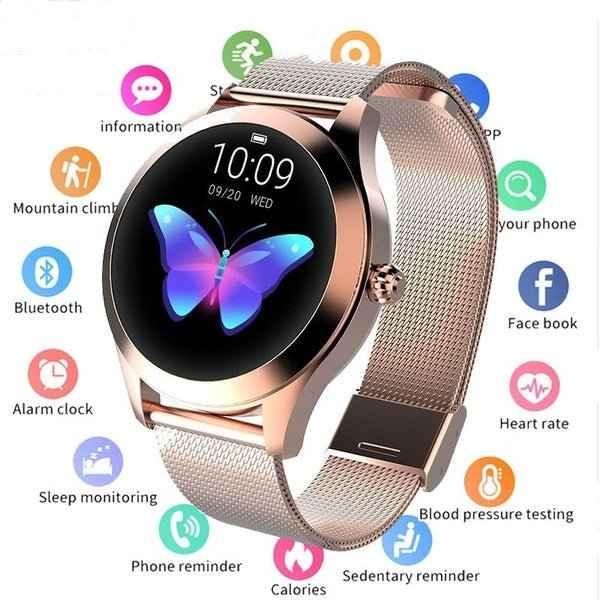 Waterproof Heart Rate Monitoring Stainless Steel kw10 Smartwatch women Smart Watch Fitness Bracelet - Allen-Fitness