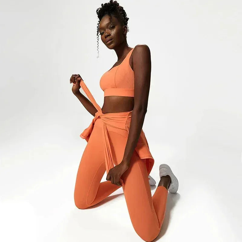 Plus Size Three-piece Athletic Wear Woman Xxl Size Sports Bra And Leggings Ladies Sexy Zipper Jacket Fitness Clothes Workout Set - Allen-Fitness