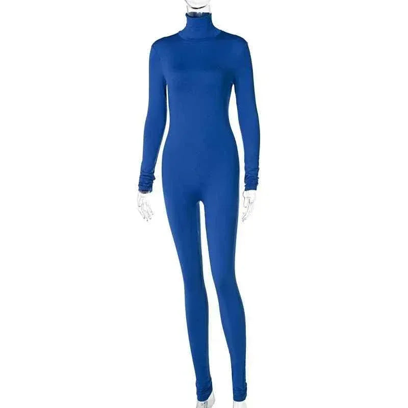 Fall Solid Long Sleeves yoga Rompers Women Ladies jogging wear new style One Piece stretch bodycon Jumpsuit - Allen-Fitness