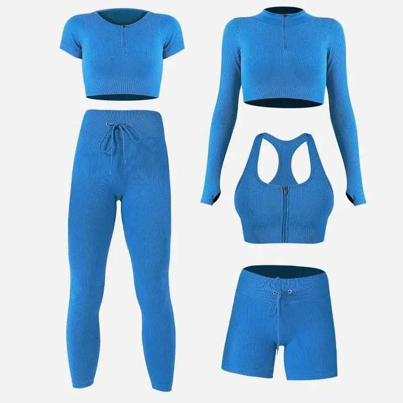 Women Sports Outfit Gym Fitness Long Sleeve Activewear Wear Workout 2 Pcs Set Elasticity Gym Workout Yoga sets For Women - Allen-Fitness
