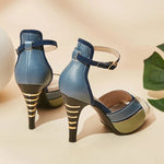 Women's high heeled+ Peep Toe Platform Ladies Leather Sandals - Allen-Fitness