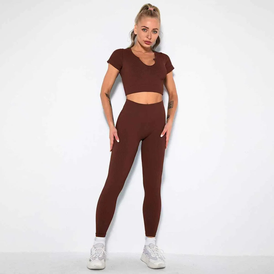 Seamless Sexy 2 Piece Active Wear Set - Women&