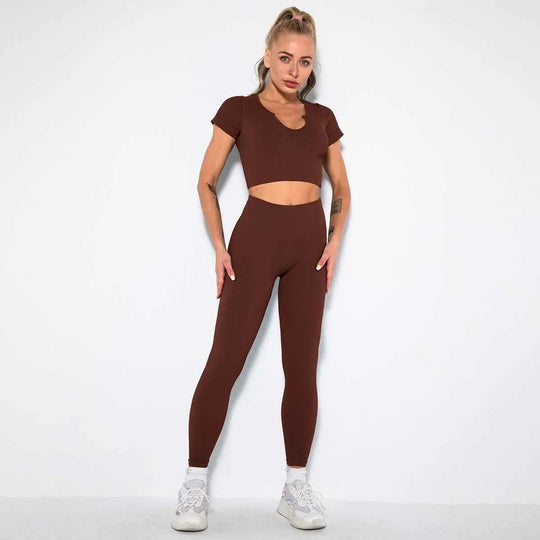Seamless Sexy 2 Piece Active Wear Set - Women&