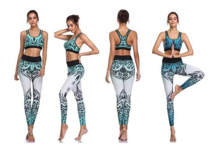 Polynesian Hibiscus Seamless Yoga Set Sports Bras Leggings 2 Piece Set Women Workout Clothes Workout Set for Gym