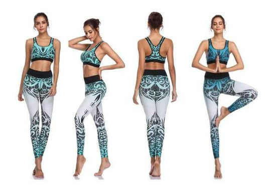 Polynesian Hibiscus Seamless Yoga Set Sports Bras Leggings 2 Piece Set Women Workout Clothes Workout Set for Gym