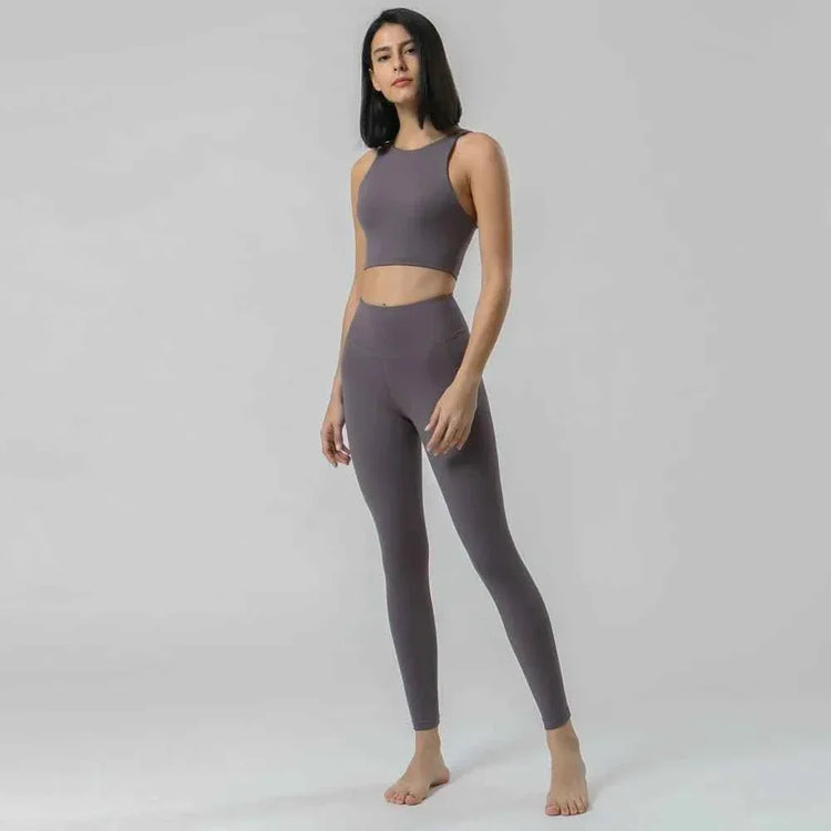 New gym fitness sets High Waist Squat Proof Leggings Active Wear Sport Bra Gym Pants Private Label Fitness Yoga Set - Allen-Fitness