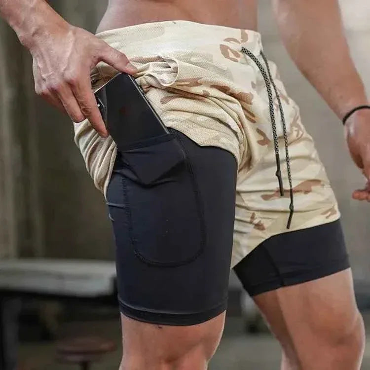 Men Workout Plus Size Shorts 5" Gym Quick Dry 2 in 1 Running Shorts with Phone Pockets - Allen-Fitness