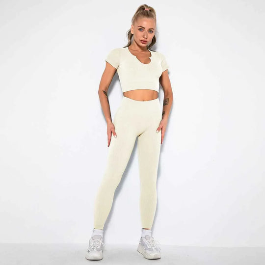 Seamless Sexy 2 Piece Active Wear Set - Women&