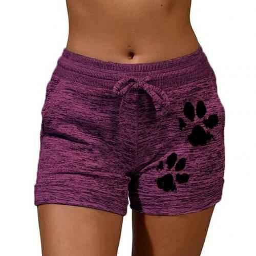 Women Summer Plus Size Shorts Cats Claw Print Drawstring Short Pants Loose Sports Fitness Breathable Shorts - Allen-Fitness