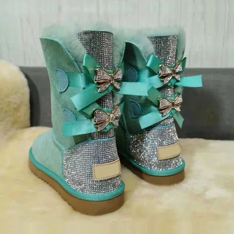 Warm winter boots outside two Bow pretty Women Boots, High Quality Warm snow boots in winter - Allen-Fitness