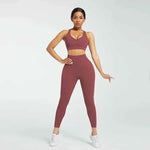 Direct sales skin-friendly gym fitness sport top wear legging bra yoga set - Allen-Fitness