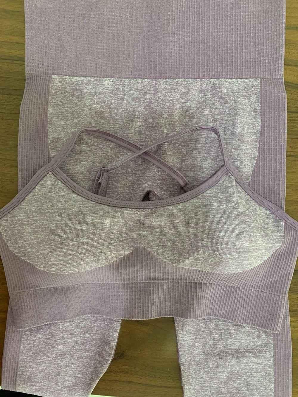 Women's Compression Yoga Leggings and Sports Bra Set - Allen-Fitness