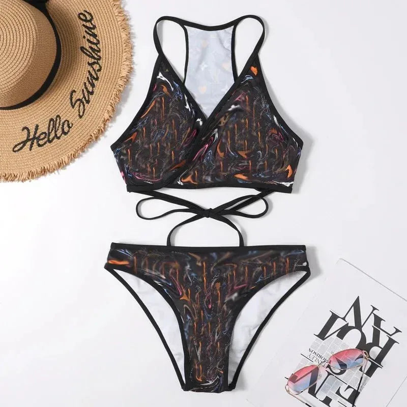 Luxury Designer Swimsuit with Captivating Letter Print - Allen-Fitness