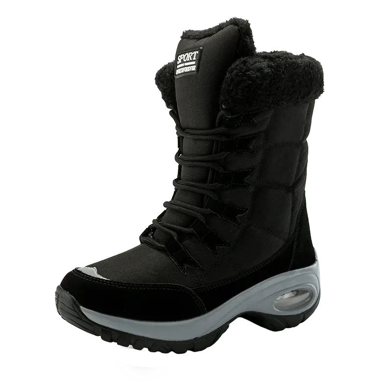 Women Boots Winter Keep Warm Cotton Shoes Mid-Calf Snow Boots Ladies Lace-up High-top Waterproof Booties Chaussures Femme - Allen-Fitness