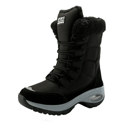 Women Boots Winter Keep Warm Cotton Shoes Mid-Calf Snow Boots Ladies Lace-up High-top Waterproof Booties Chaussures Femme - Allen-Fitness
